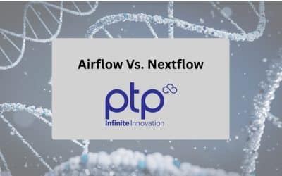 Stock photo depicting a DNA double helix structure, symbolizing the complex and intricate data processes discussed in the blog post about using AirFlow vs NextFlow for pipelines in life sciences.