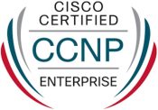 Badge for Cisco Certified CCNP Enterprise Badge with text reading Cisco Certified CCNP Enterprise