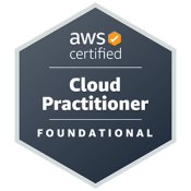 AWS Certified Cloud Practitioner badge showcasing foundational cloud expertise.