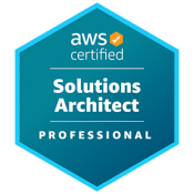 AWS Certified Badge for Solutions Architect Professional with teal background and light blue outline.