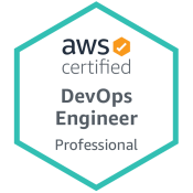 AWS Certified Badge for DevOps Engineer Professional with white background and green outline.
