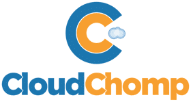 CloudChomp logo with blue and orange branding